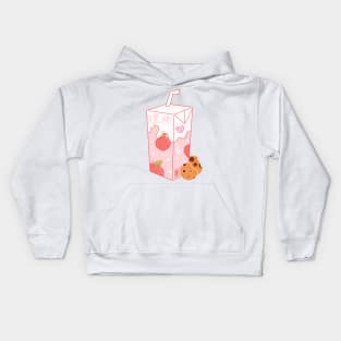 Kawaii japanese strawberry milk and cookies Kids Hoodie